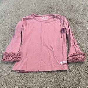 Ruffle Butts Dusty Pink Ruffle Sleeve Long Tee